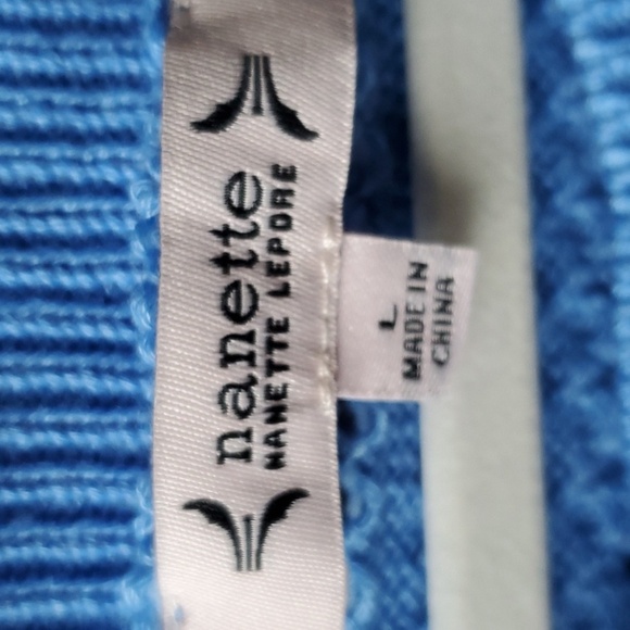 Nanette Lepore Textured Blue Cardigan with Subtle Pink Accents - Picture 3 of 10